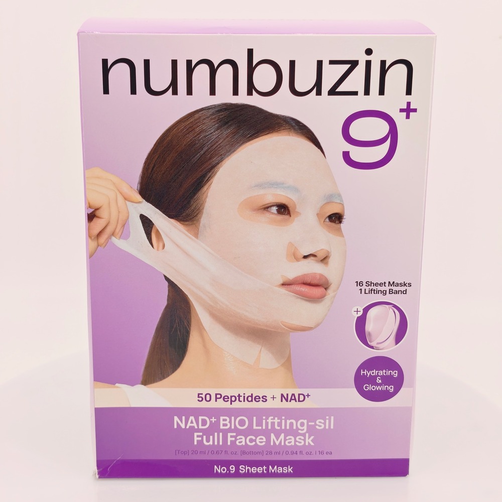 numbuzin No. 9 NAD+‎ BIO Lifting-sil Full Face Mask 16 Sheets + Lifting Band New